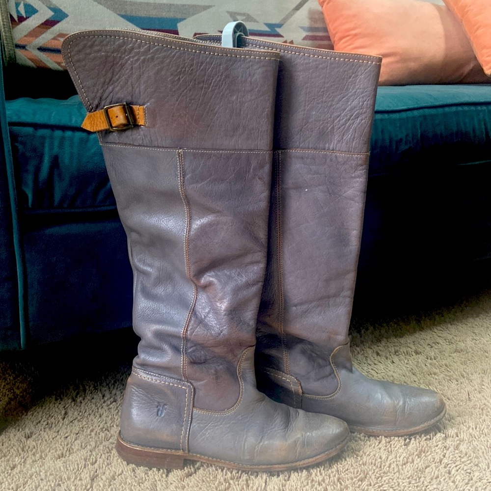 RARE Frye tall boots grey